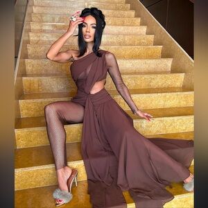 Harper Draped Maxi Dress - Chocolate